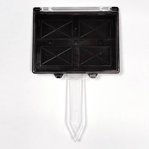 Portaprecios cassette marco negro A7. Vista delantera con pincho