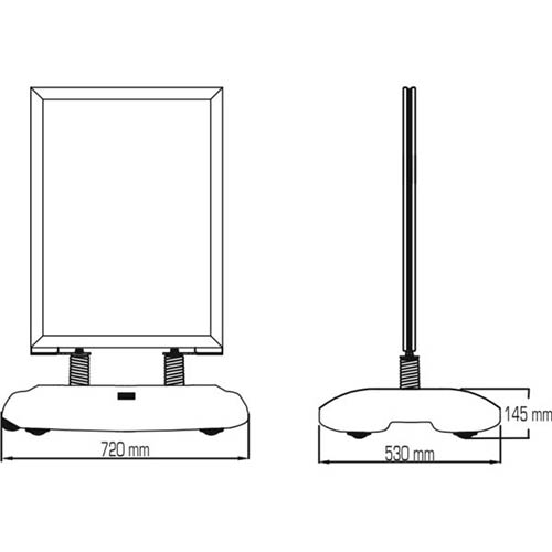 Caballete con base rellenable esquema