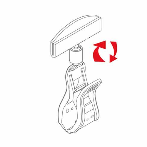 Pinza con porta cartela ovalada esquema