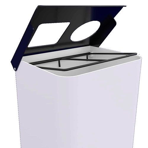 Papelera de reciclaje con tapa abatible dos tapas