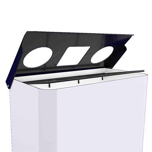 Papelera de reciclaje con tapa abatible detalle tres tapas