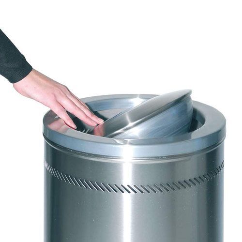 Papelera inoxidable 57L con cabezal basculante detalle