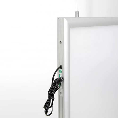 Marco de aluminio LED doble cara cable eléctrico