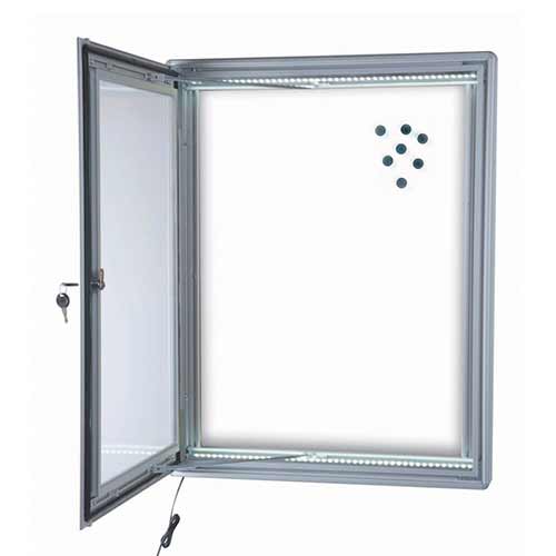 Vitrina de cristal con luz abierta