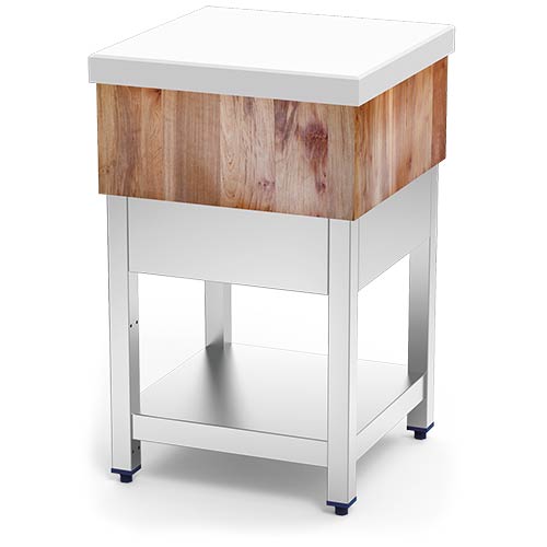 Tajo de madera y fibra blanca