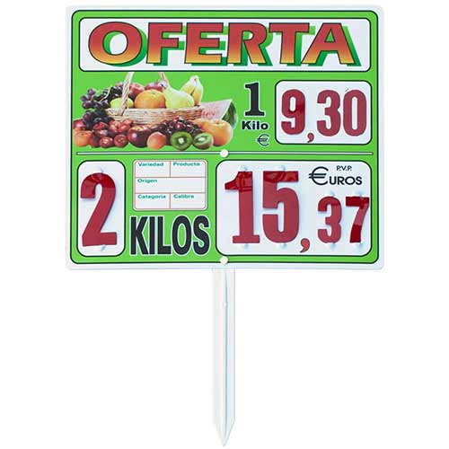 Cartel de precio grande para frutería