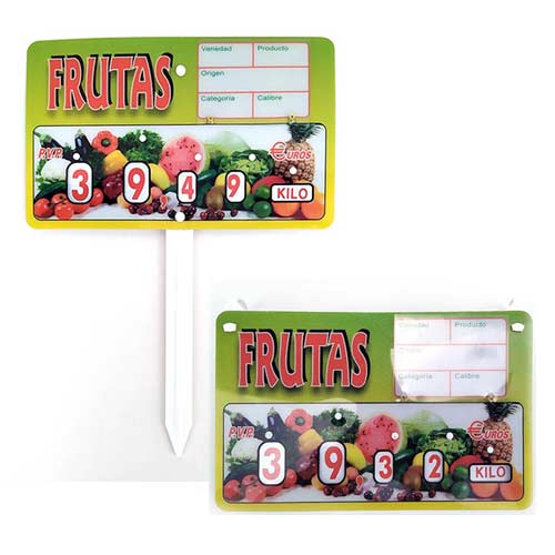 Cartel frutas con ganchos o paleta