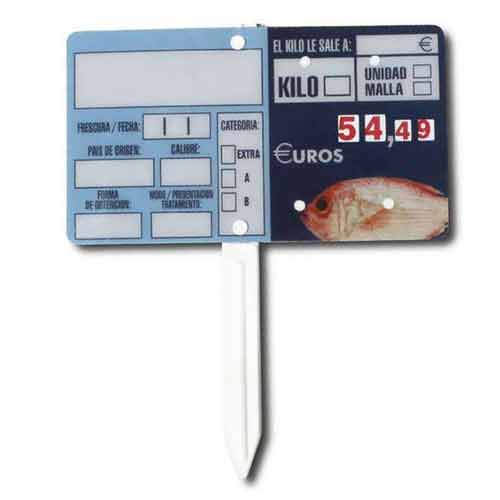 Cartel pescadería glasspack con ruedas numéricas