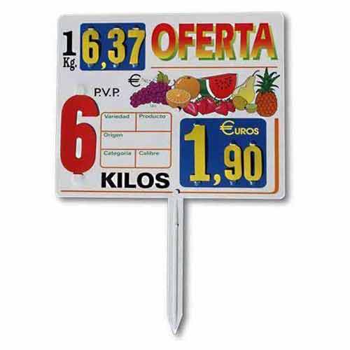 Cartel porta precio frutería
