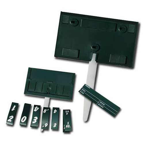 Portaprecios pizarra con paleta verde trasera