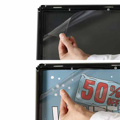 Porta menú económico gris detalle protector