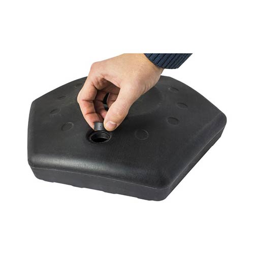 Poste emergencia con cinta y base rellenable detalle
