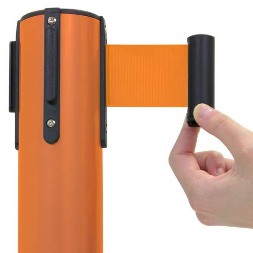 Poste separador de color naranja detalle cinta
