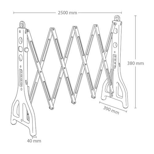 Valla extensible rellenable reflectante medidas