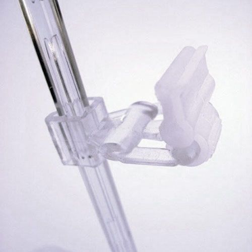 Detalle clip peana portaprecios transparente