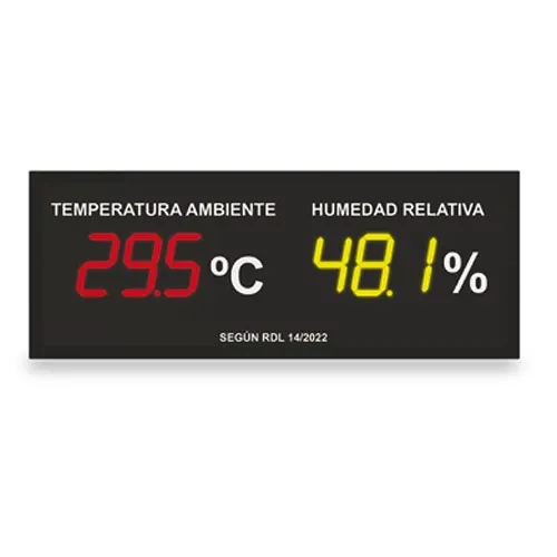 Indicador Temperatura y Humedad Gran Formato que Cumple RD 14/2022