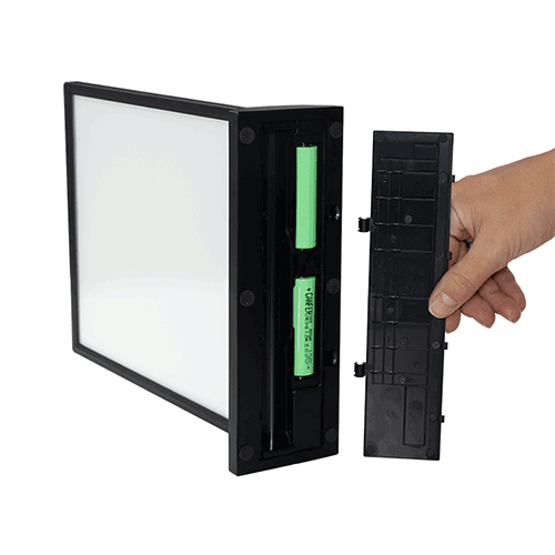 Portamenú de sobremesa retroiluminado A4 pilas