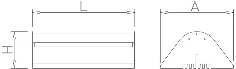 Plano técnico con las dimensiones del exterminador de insectos de 500x350x160 mm.