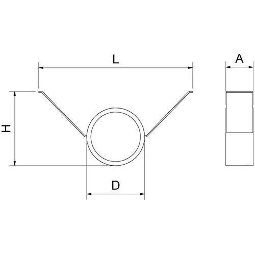 Plano técnico con las cotas del exterminador decorativo de insectos: largo de 280 mm, anchura de 50 mm y altura de 135 mm.