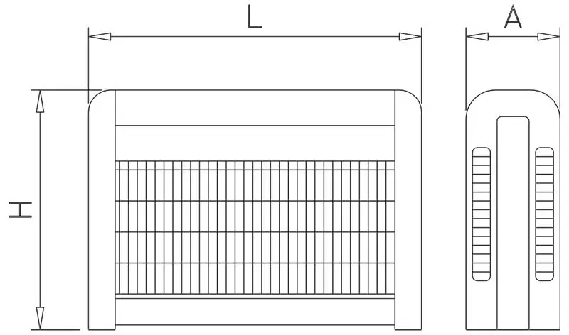 Cuadro de caracter&iacute;sticas del exterminador industrial de 16W con cobertura de 100 m&sup2; y dos tubos LED.